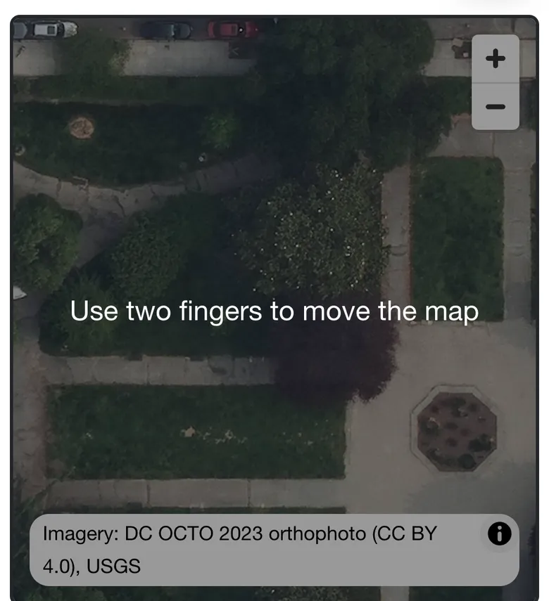 The map on a phone with the message Use two fingers to move the map.